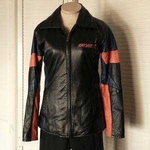Retro Ladies First Denver Broncos Leather Jacket Size M